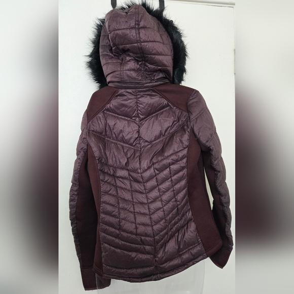 michael kors woman puff jacket plum Burgundy faux fur removable hood small EUC - Picture 7 of 10